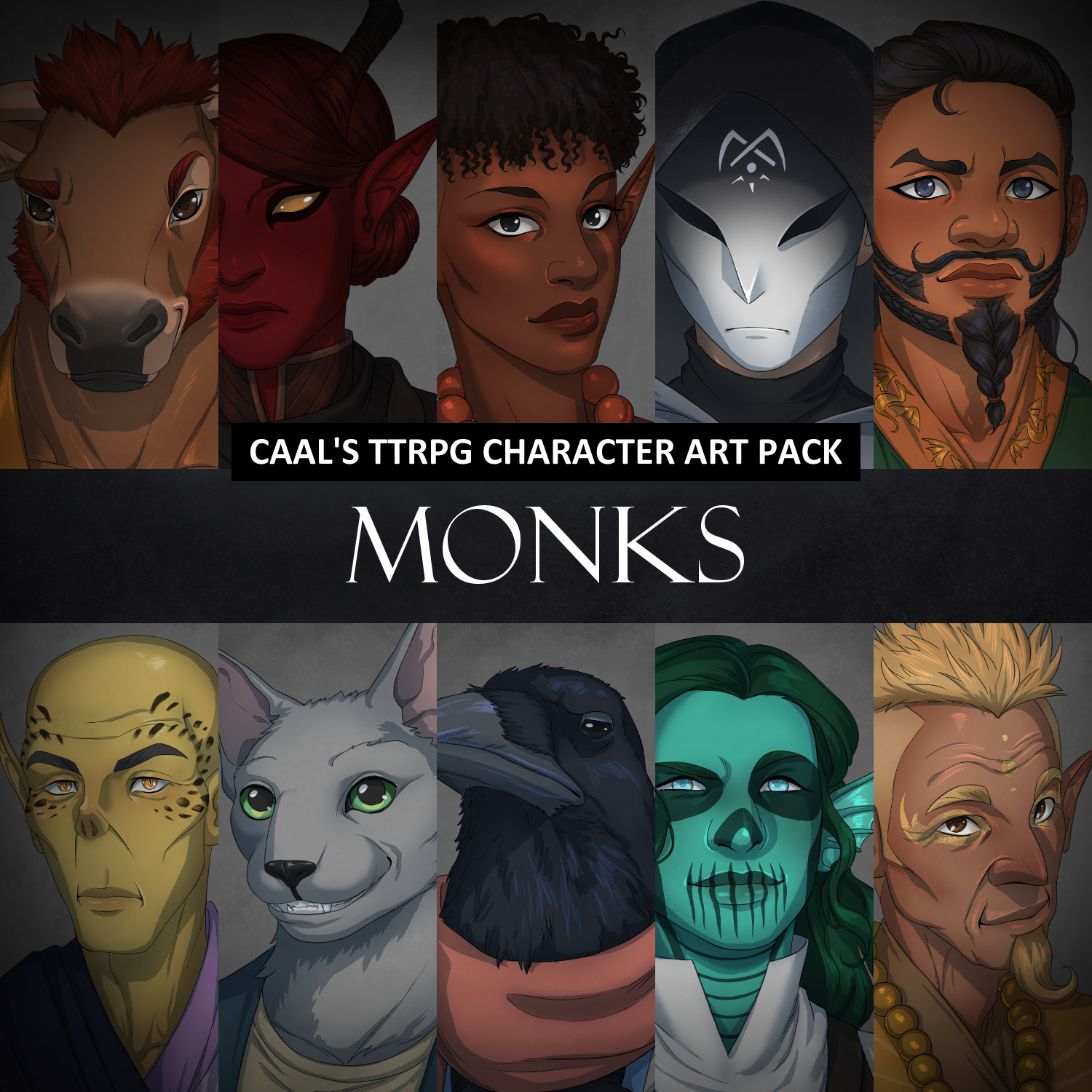 TTRPG Portrait Pack 05 - Monks