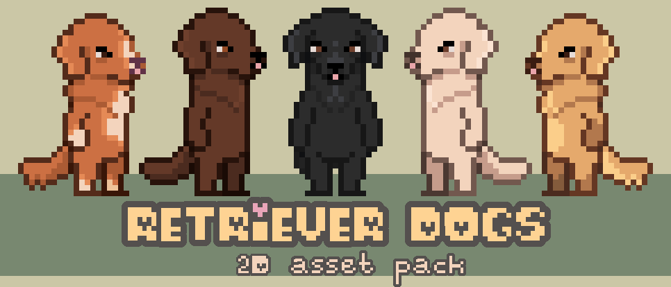 Retriever Dogs - Animated Pixel Characters