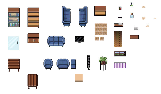 Inferior 2d topdown pixelart Tiles/assets