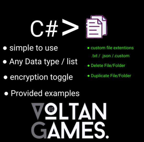 Unity C# Dynamic (simple use) Save System by Voltan Games