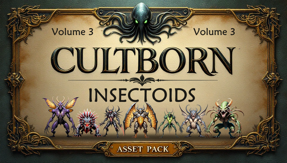 🕯️Cultborn: Volume 3 – Insectoids | 2D Characters for RPGs, Deck Builders, and more