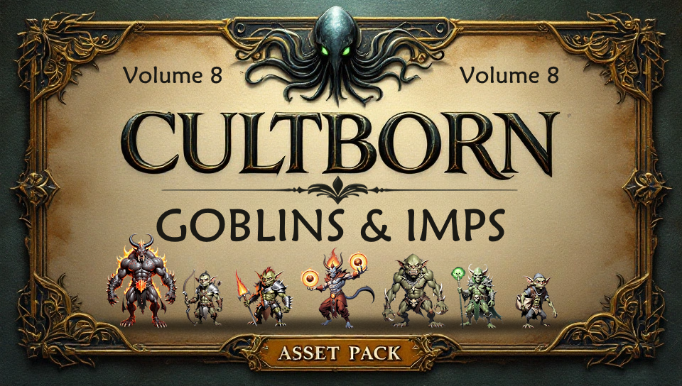 🕯️Cultborn: Volume 8 – Goblins & Imps | 2D Characters for RPGs, Deck Builders, and more