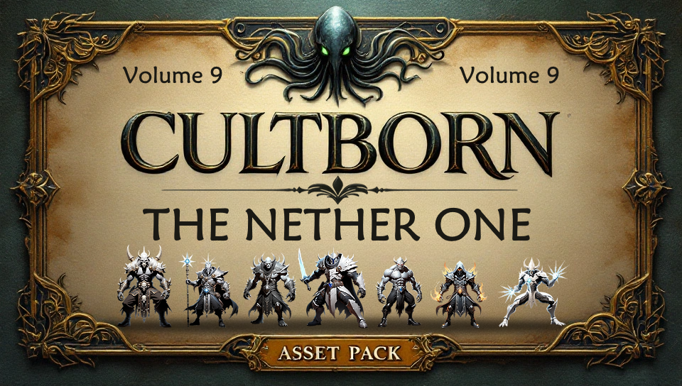 🕯️Cultborn: Volume 9 – The Nether One | 2D Characters for RPGs, Deck Builders, and more