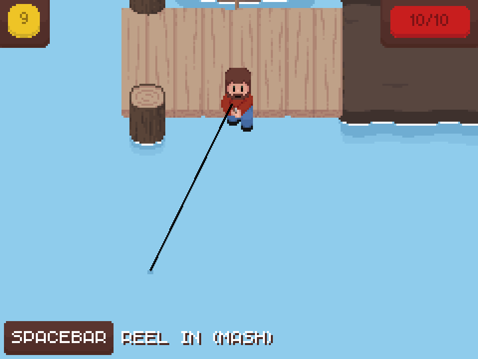 A screenshot from Traversal of Player fishing A screenshot from Traversal of Player fishing