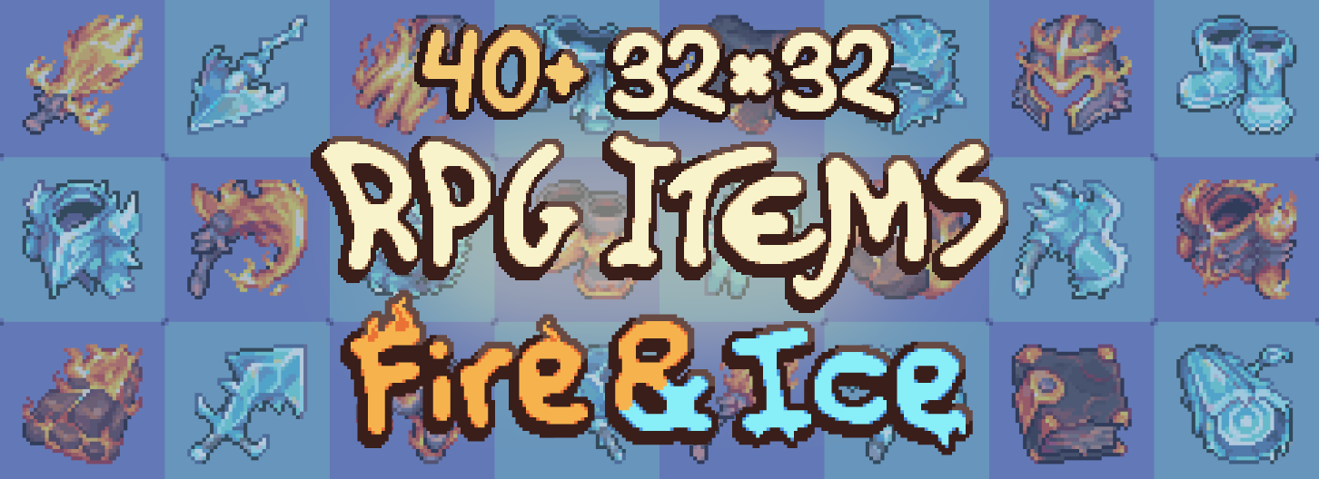40+ 32x32 Fire & Ice RPG Items
