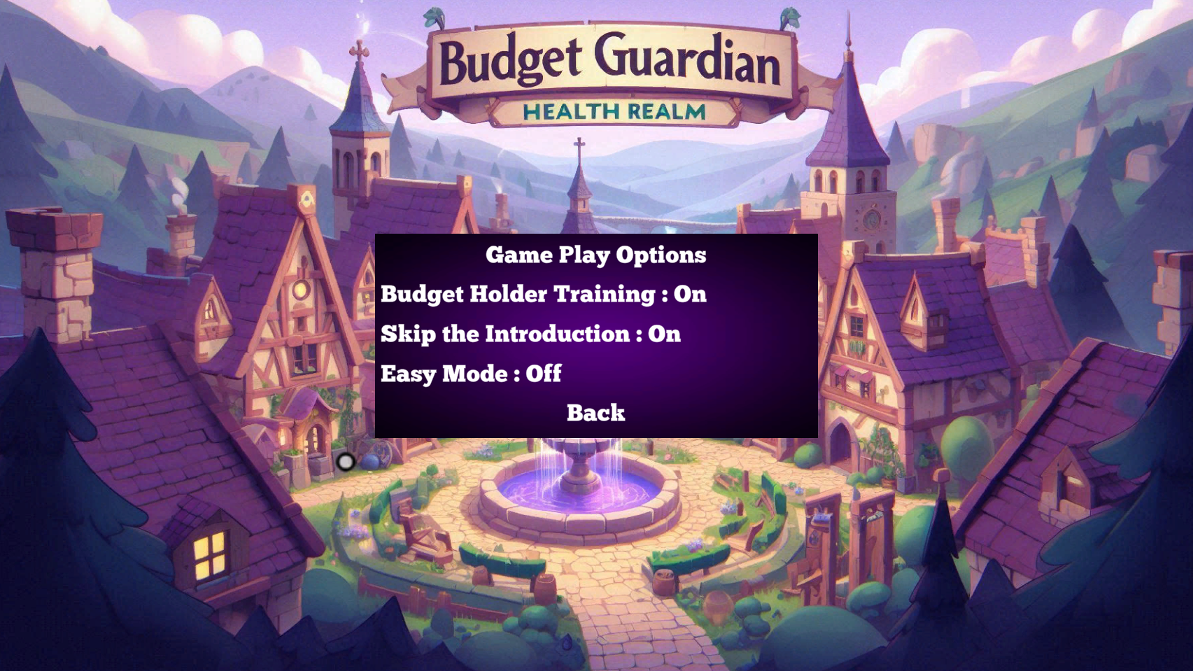 Options menu