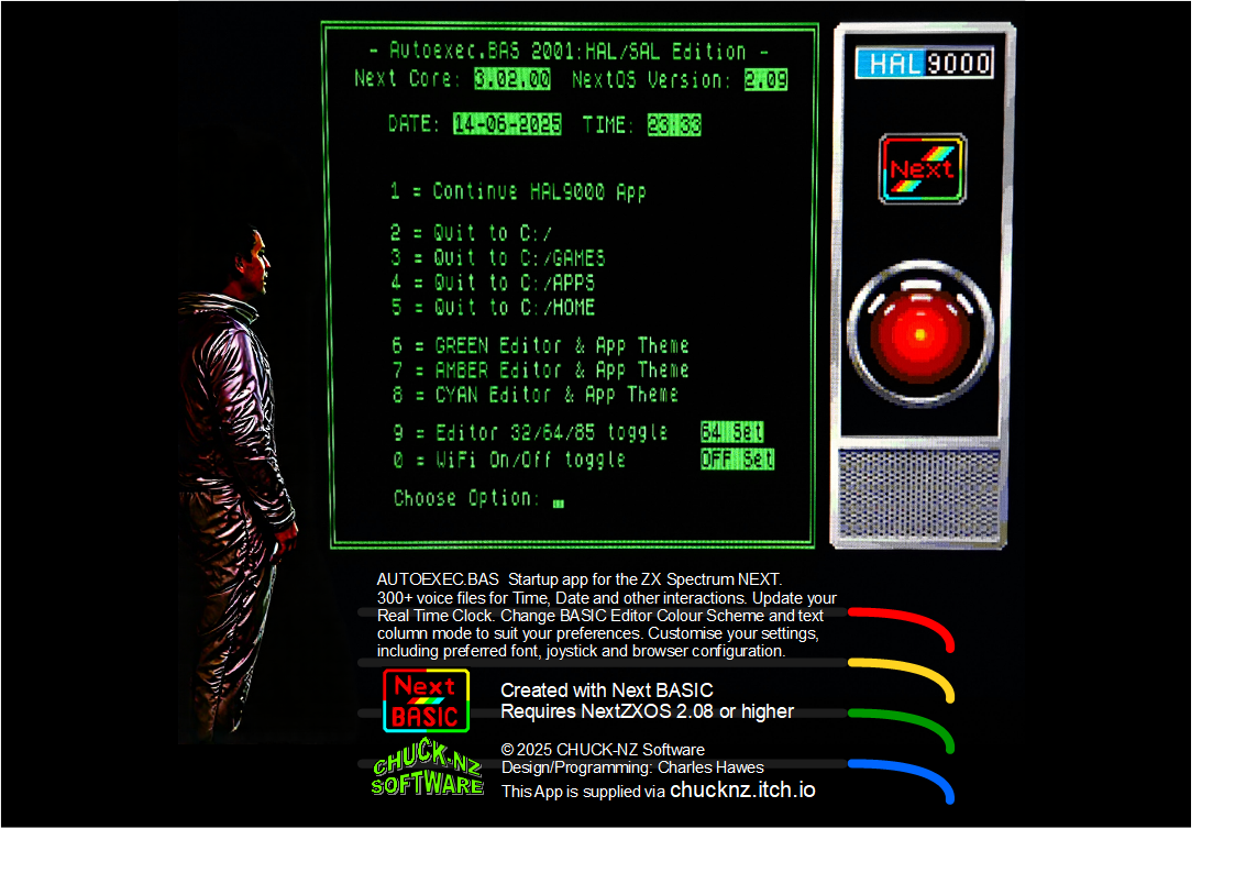 2025 update now launched! - 2001 - HAL themed autoexec.bas for ZX