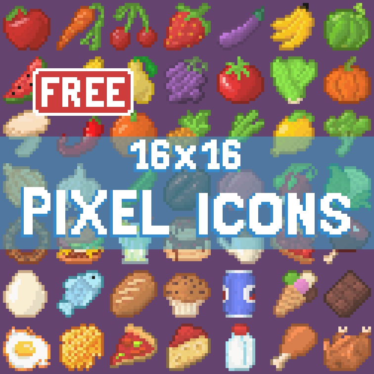 Free 16x16 Pixelart Food Icons By Osadam free-16x16-pixelart-food-icons-by-osadam