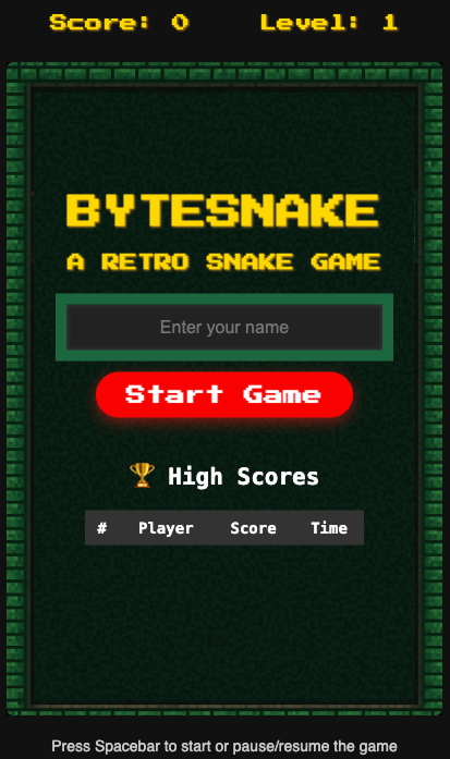 BYTESNAKE: A Retro Snake Game