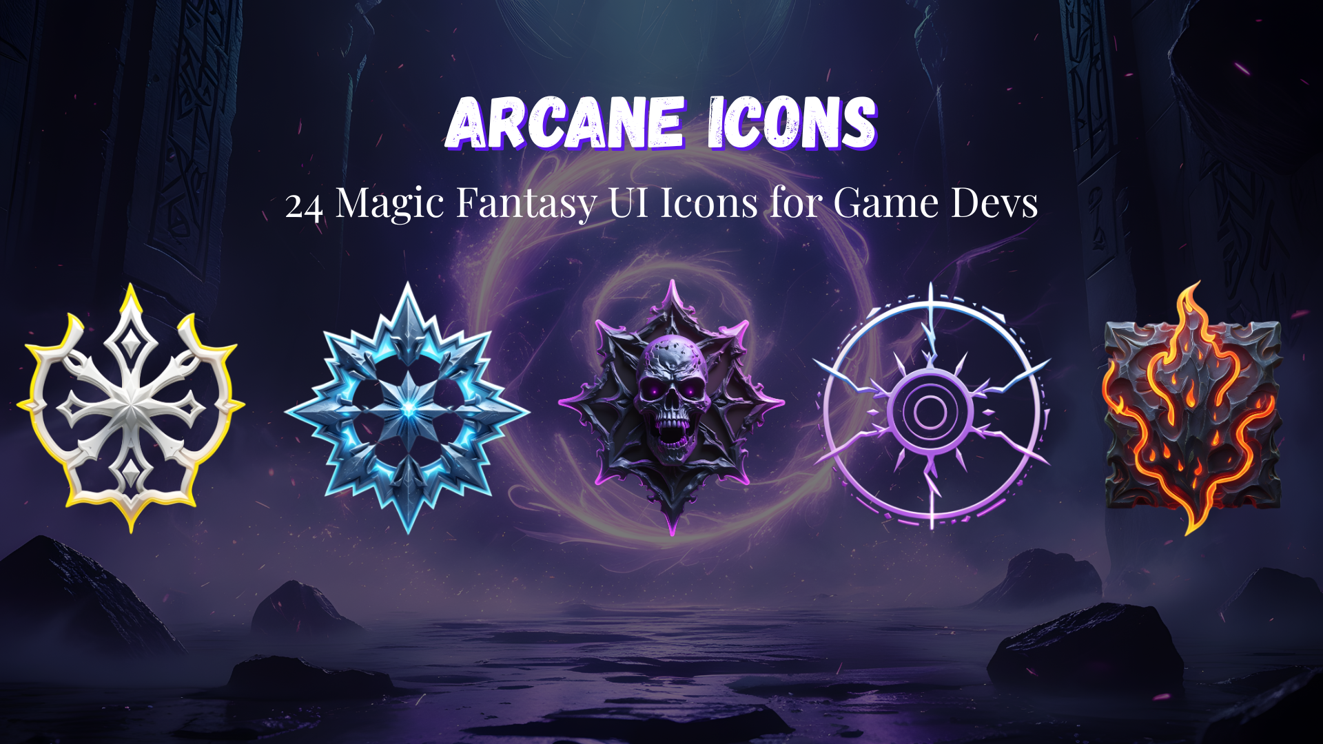 Arcane Icons – 24 Magic Fantasy Spell & UI Icons (1024x1024 & 512x512 PNGs)