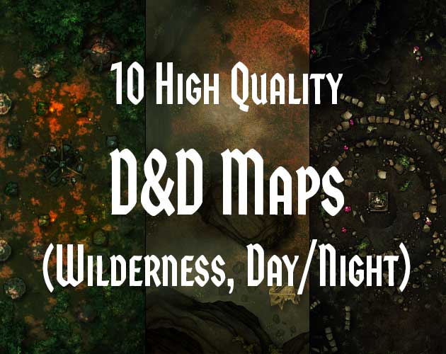 Fantasy Wilderness Map Pack – 10 Handcrafted Maps with Day & Night Versions | TTRPG Battlemaps