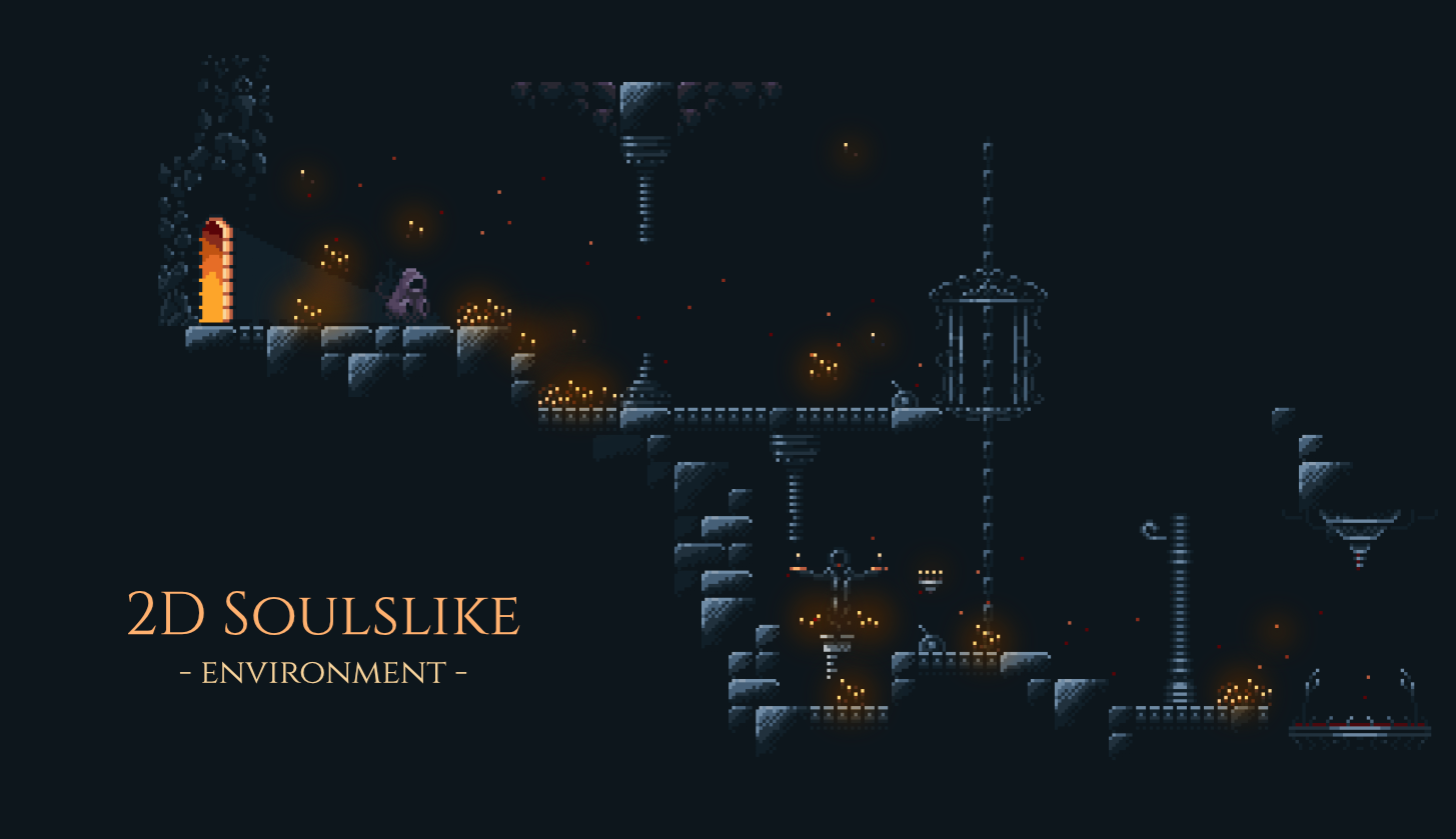 Devlog - 2D soulslike metroidvania tileset by Sam