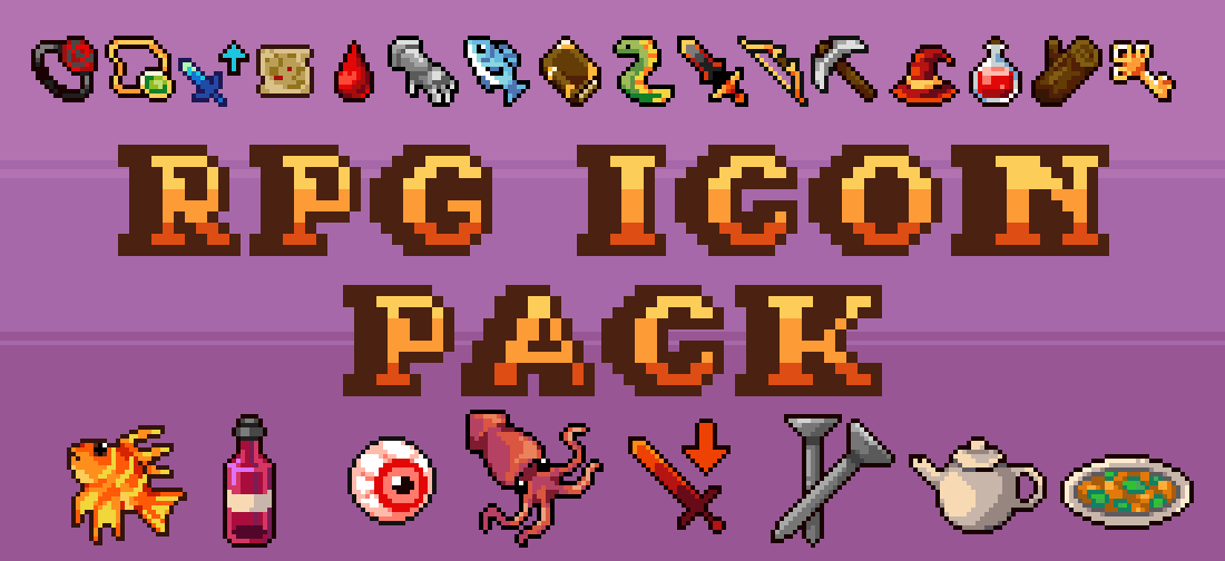 RPG Icon Pack (200+) – 16x16 & 32x32 Pixel Art
