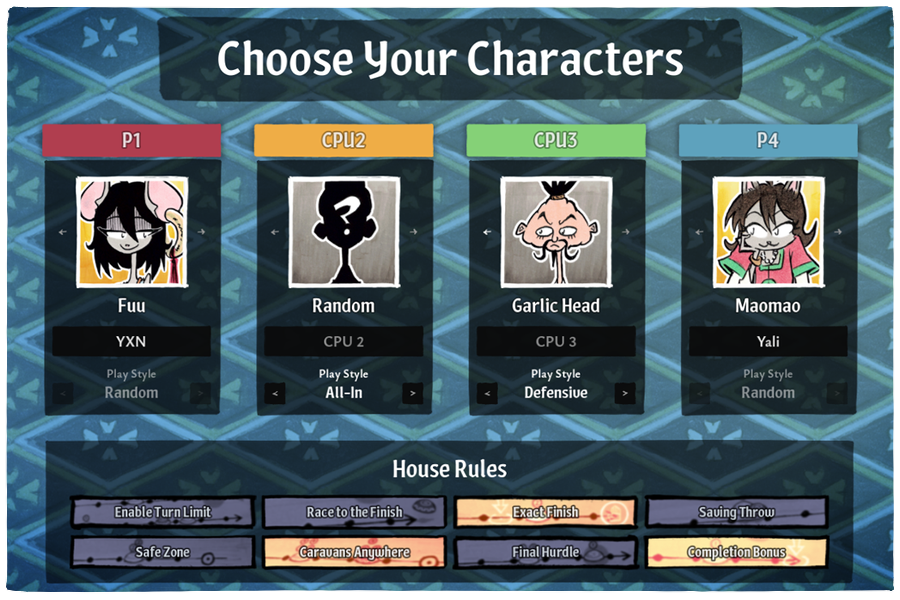 Character select, with house rules