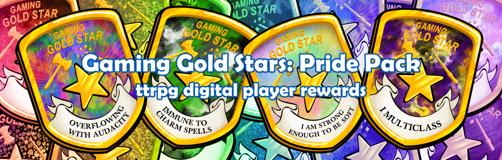Gaming Gold Stars - Queer Pride Pack - ttrpg digital player rewards