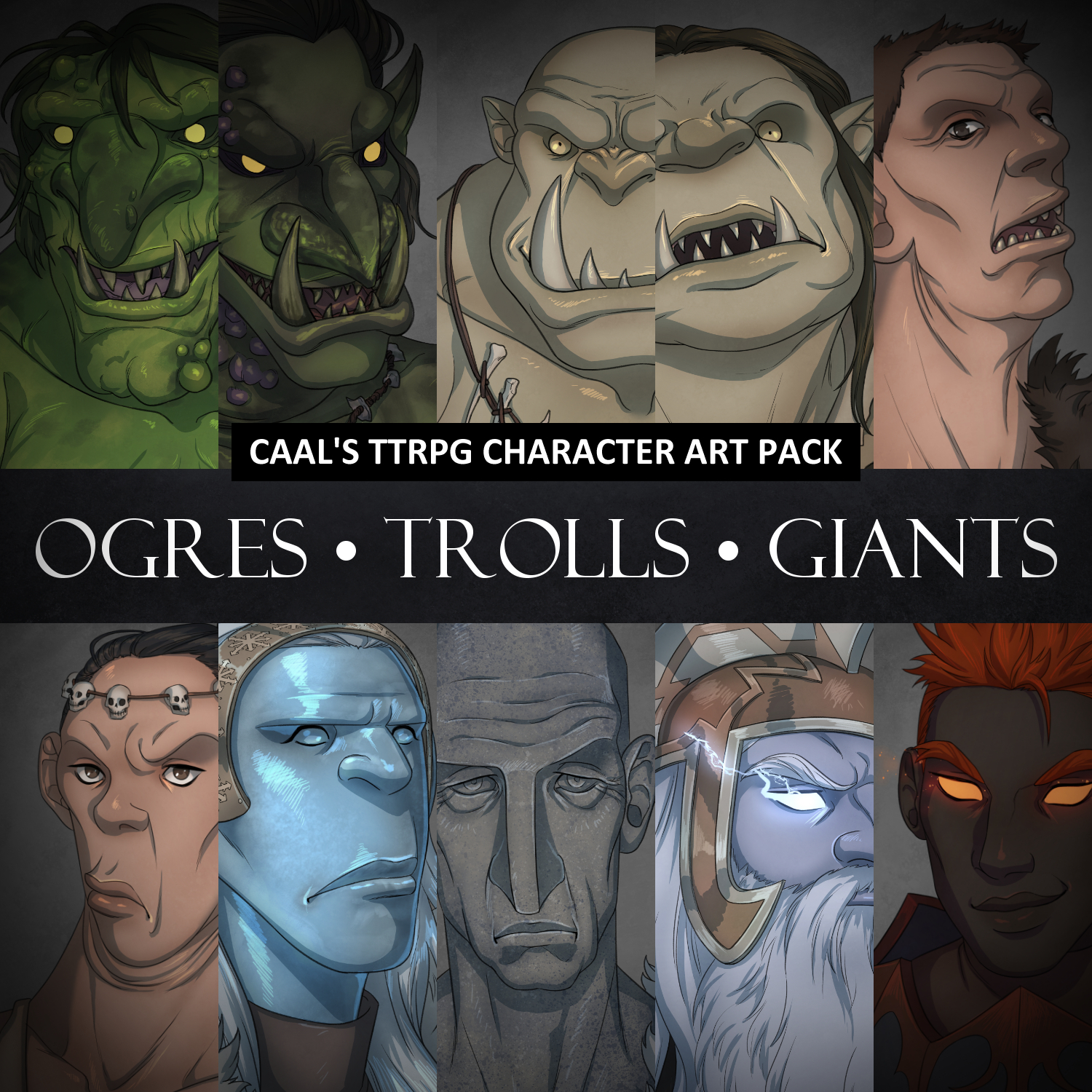 TTRPG Portrait Pack 06 - Trolls / Ogres / Giants