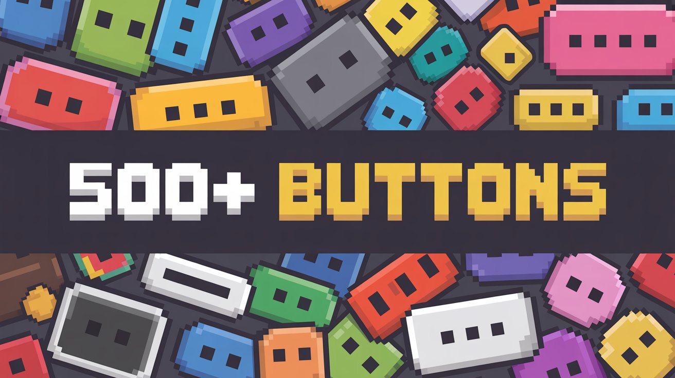 500+ Pixel Color Button Pack — Essential Game GUI in 13 Colors
