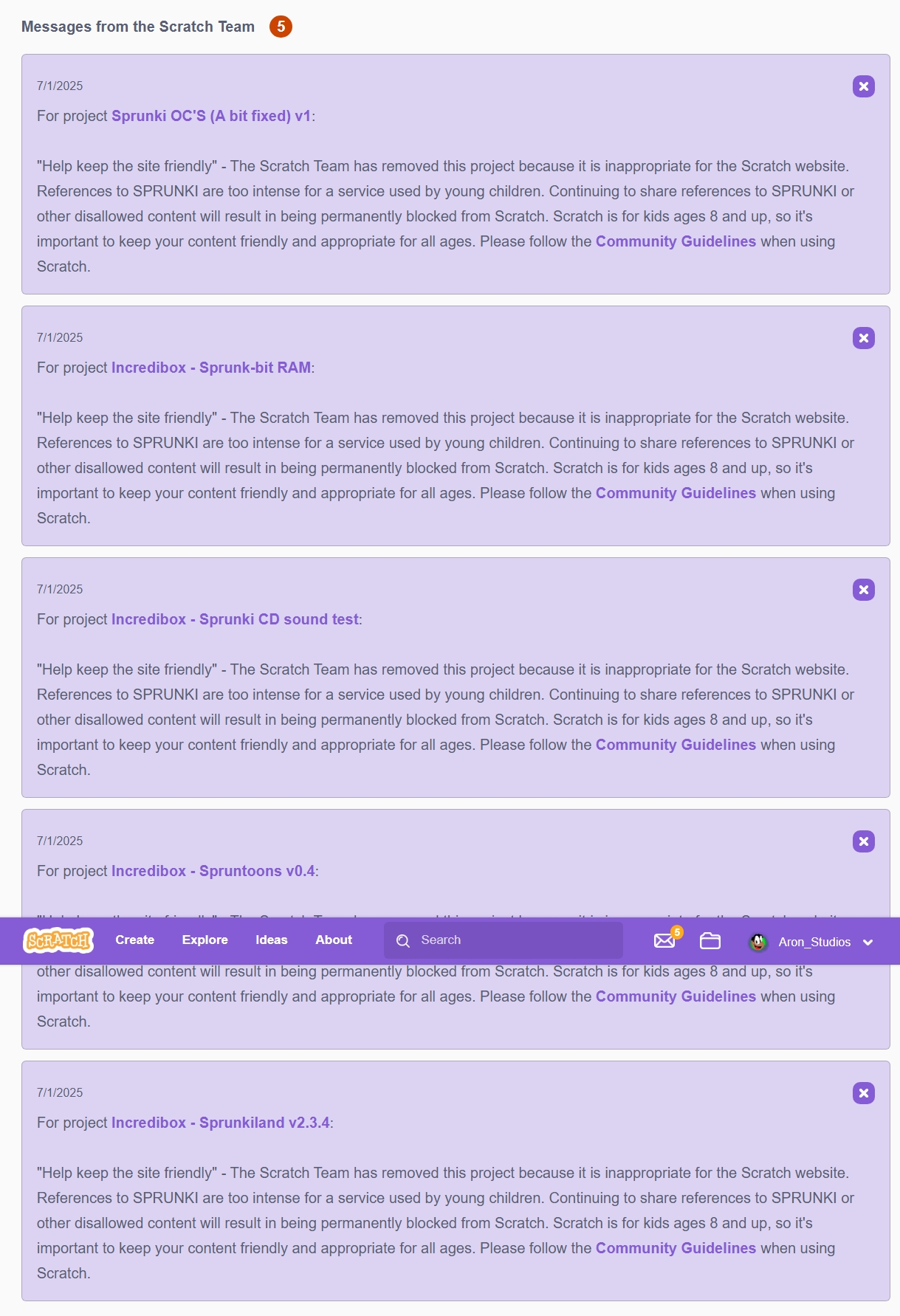 Scratch team strikes Aron Studios on Scratch