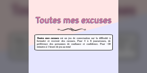 Cover image for Toutes mes excuses