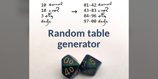 Cover image for Random table generator
