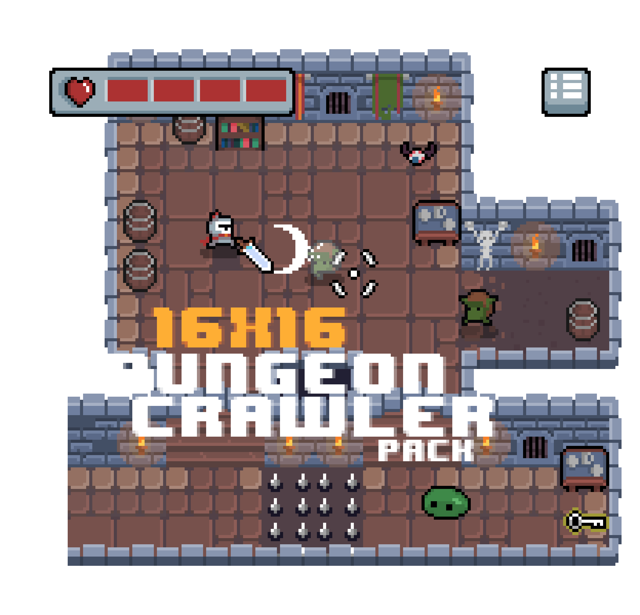 Simple Dungeon Crawler 16x16 Pixel Art Asset Pack by o_lobster