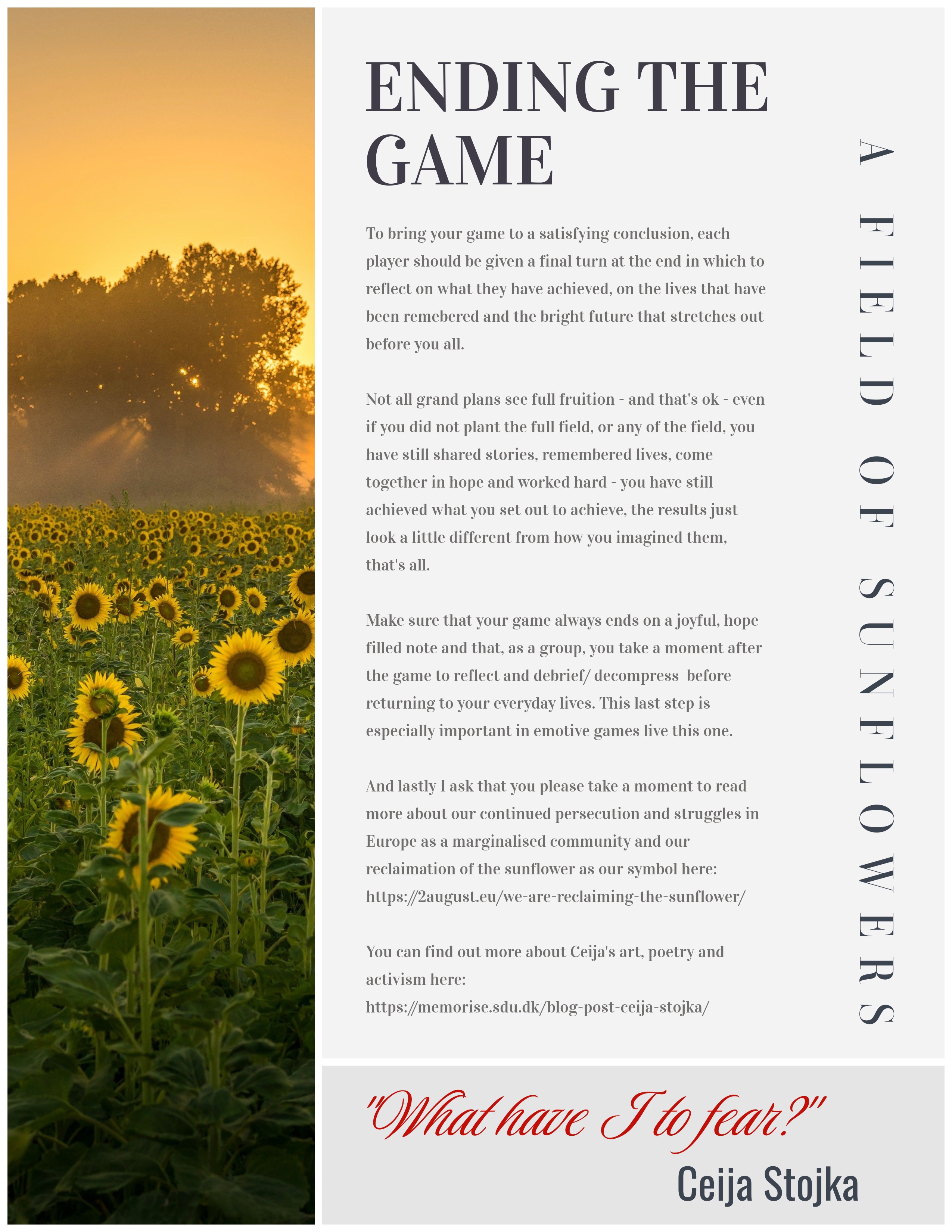 Ending the game