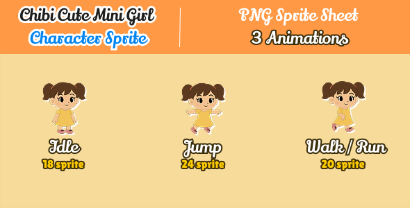 Free Character Sprite Chibi Cute Mini Girl Character Sprite