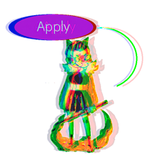 A sprite with a glitch and chromatic aberration effect