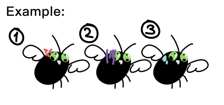 example art of a non-human character with emoticons