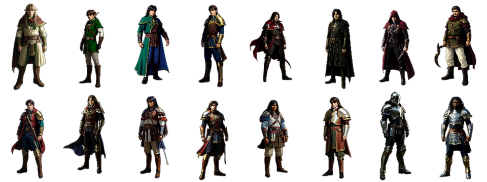 Male Fantasy Characters in Pixel Art