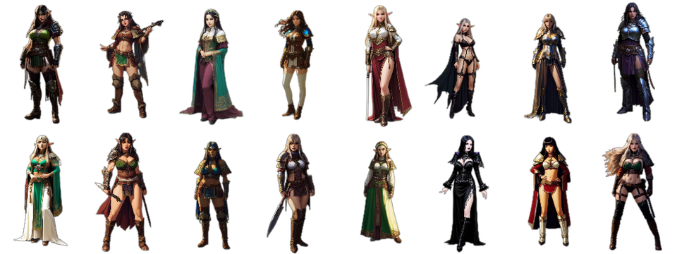 Female Fantasy Characters in Pixel Art