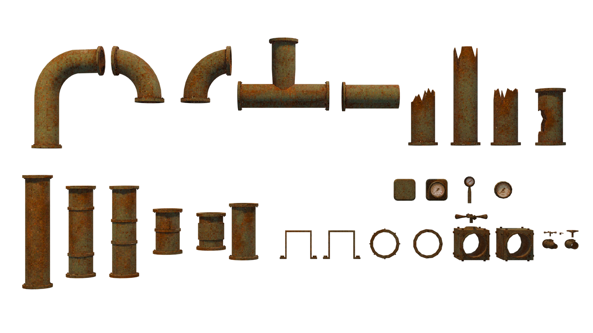 PSX Modular Rusty Industrial Pipes Pack