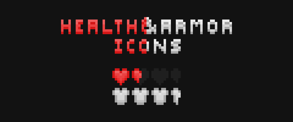 Pixel Health & Armor Icons (7x7)
