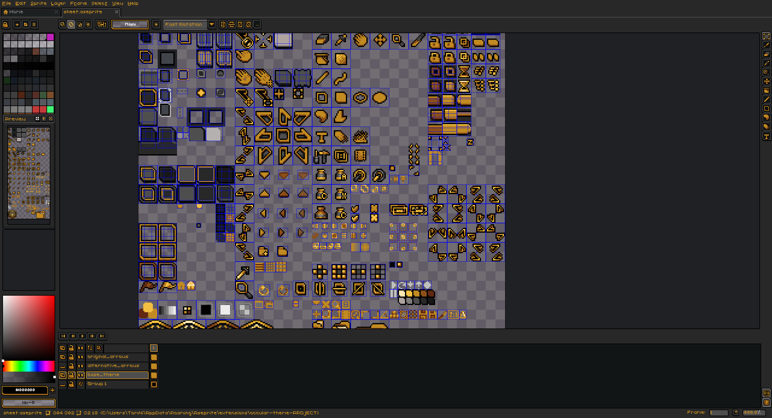 Occular - Dark Aseprite Theme