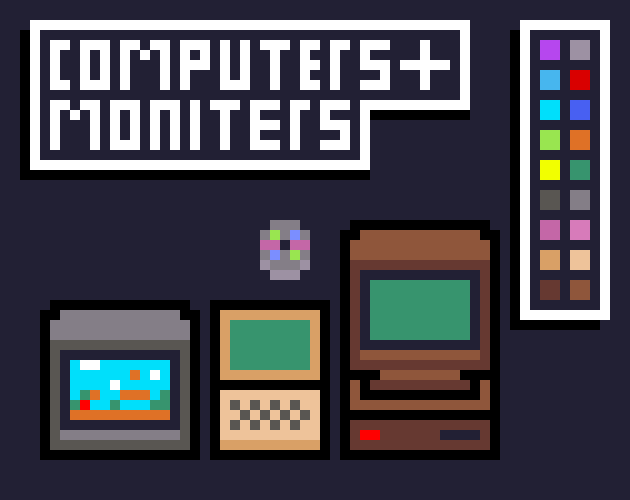 Pixel Art Computer CRT Terminal Monitors