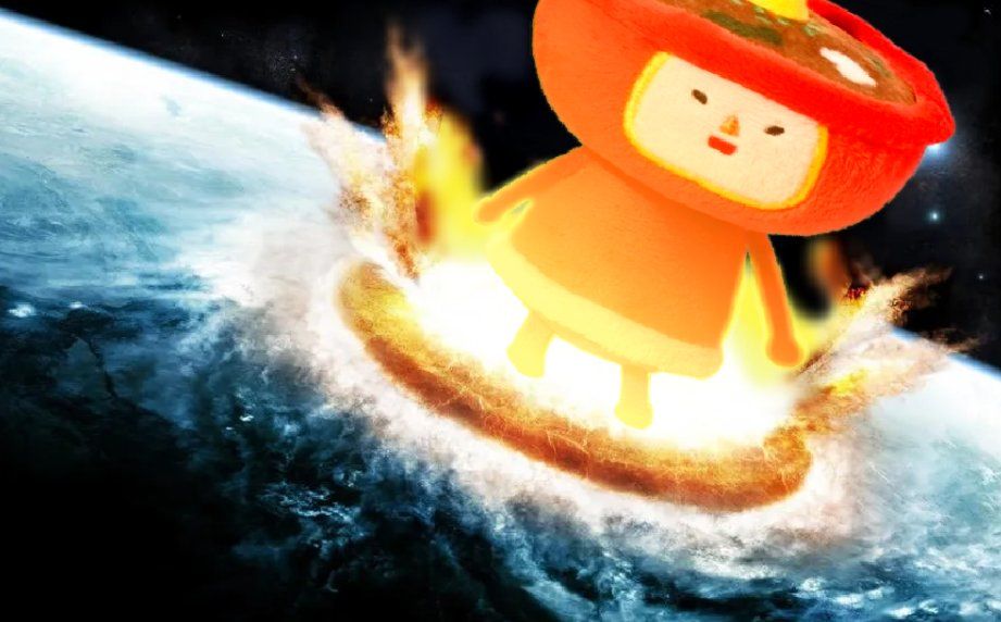 Miso plush crashing into Earth at Mach 5