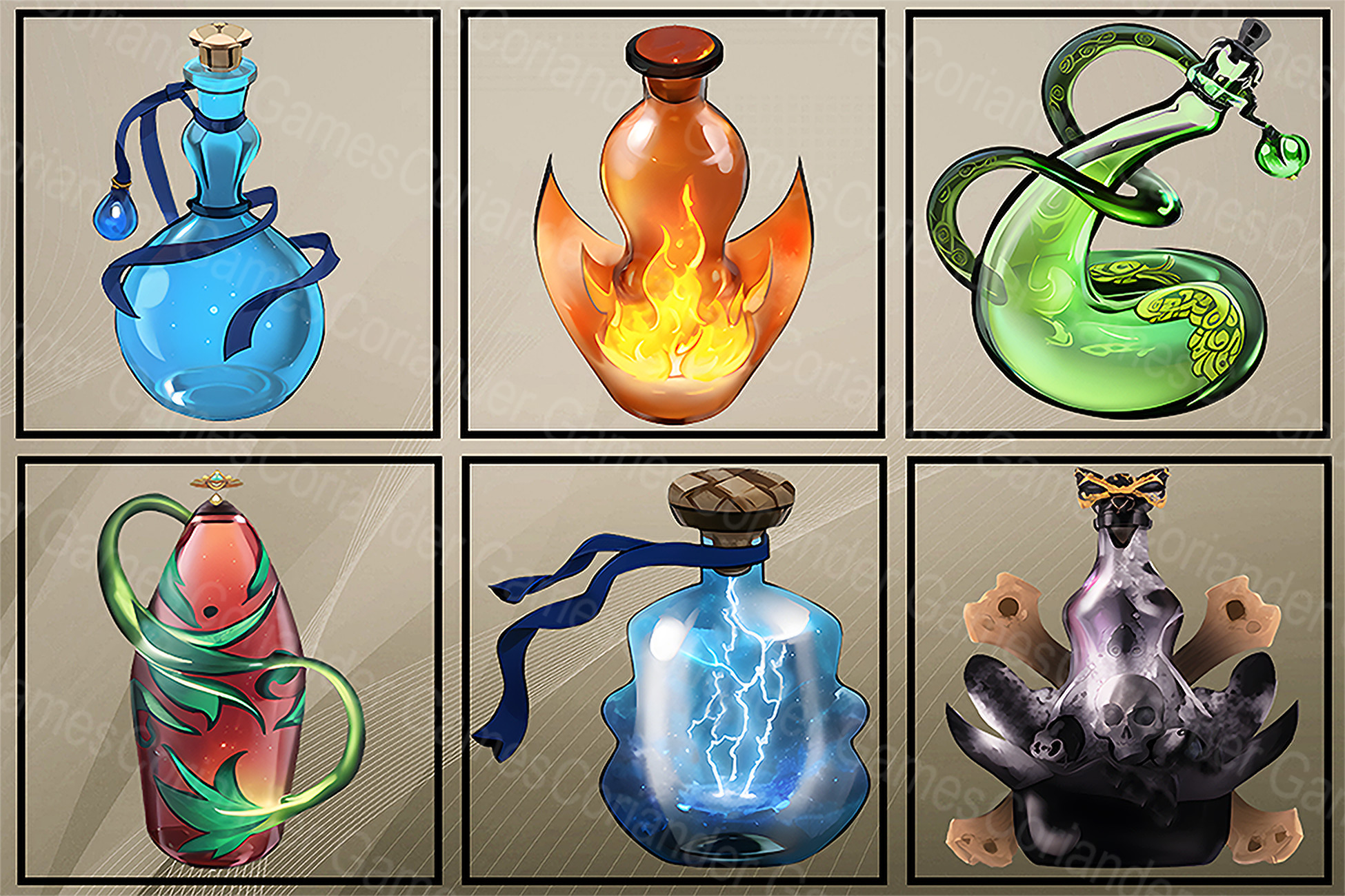 Elemental Potions – (Adventure-RPG) Magic (Potion-Elixir) Stylized Pack