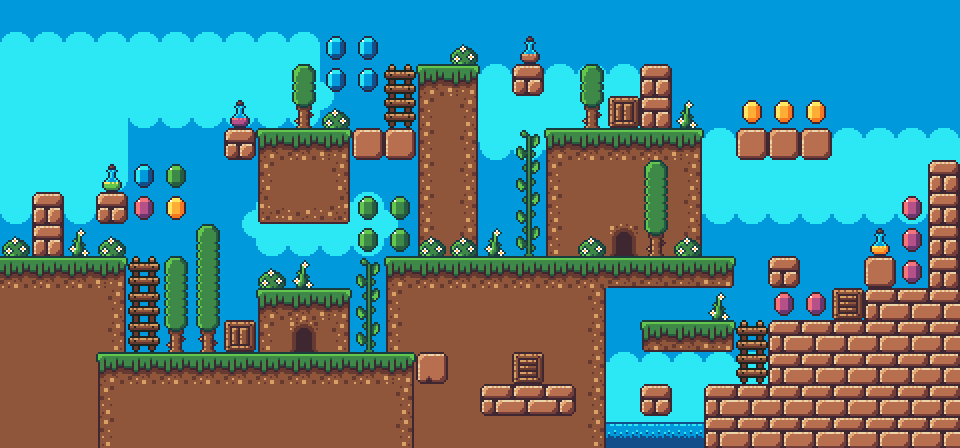 Nature Platformer Tileset[16x16][FREE] by RottingPixels