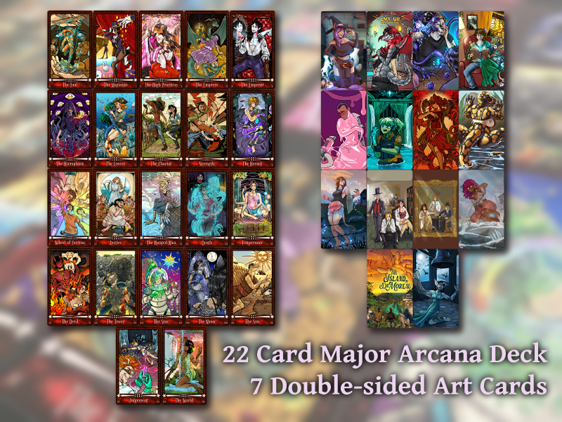 Preview image showing all the illustrations in the tarot deck