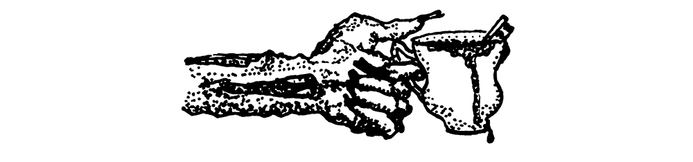 illustration of zombie holding cup of tea