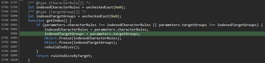 Diff that adds indexedTargetGroups = parameters.targetGroups;.
