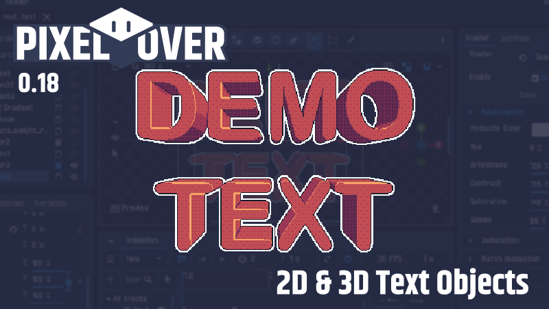 PixelOver 0.18 - 2D & 3D Text Objects devlog preview
