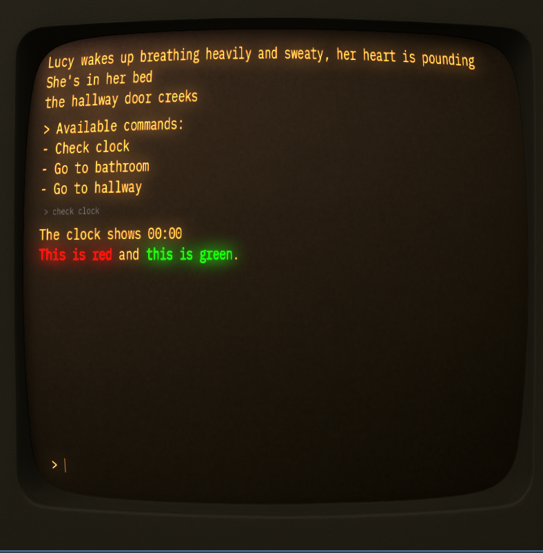 Awoken Text Added colored text to my horror text adventure game! - Lucy is awake by ...