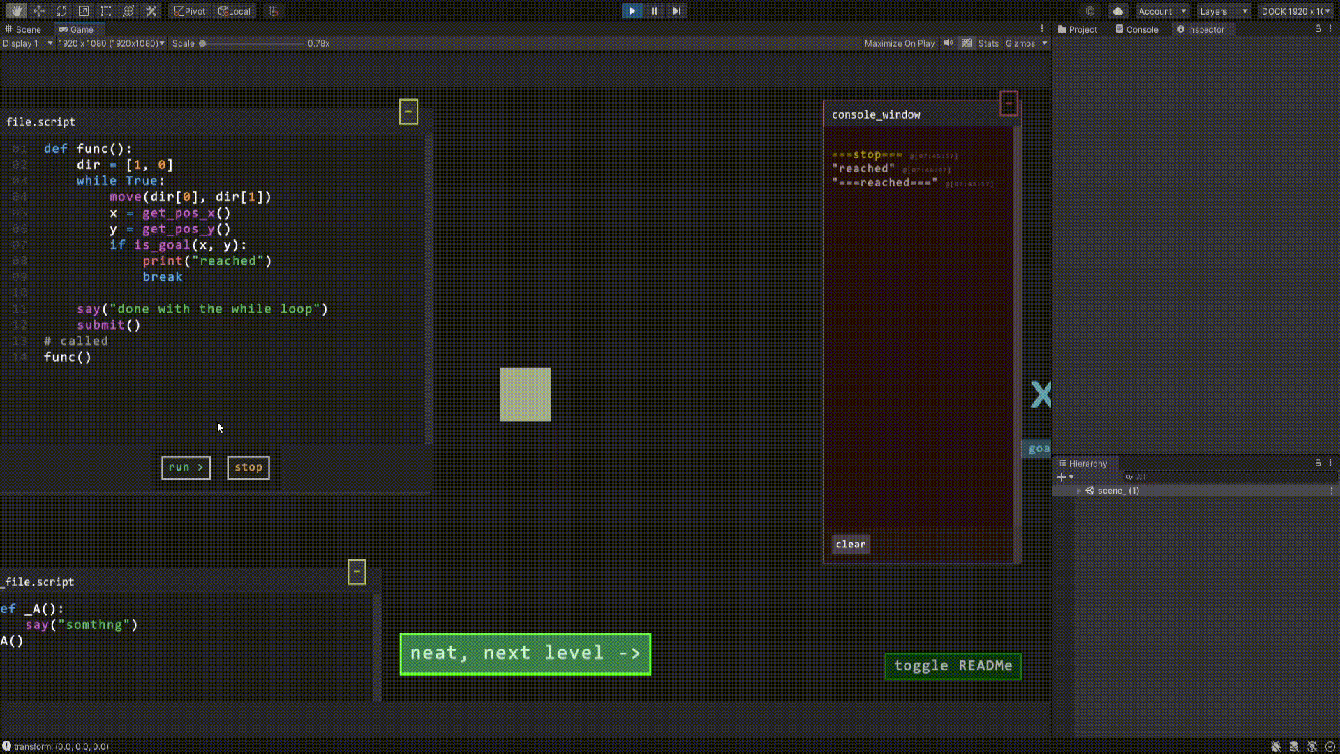 while True: move("right")