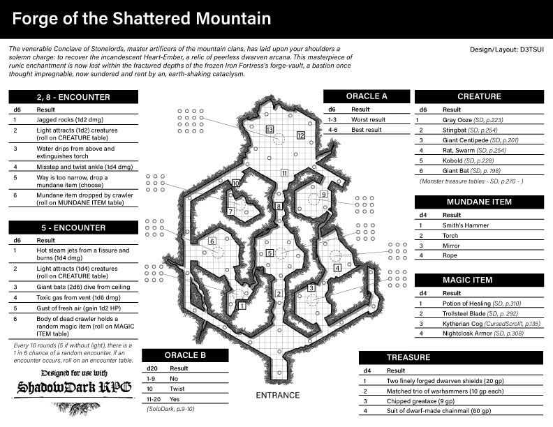 Cover image for (Shadowdark solo) Forge of the Shattered Mountain