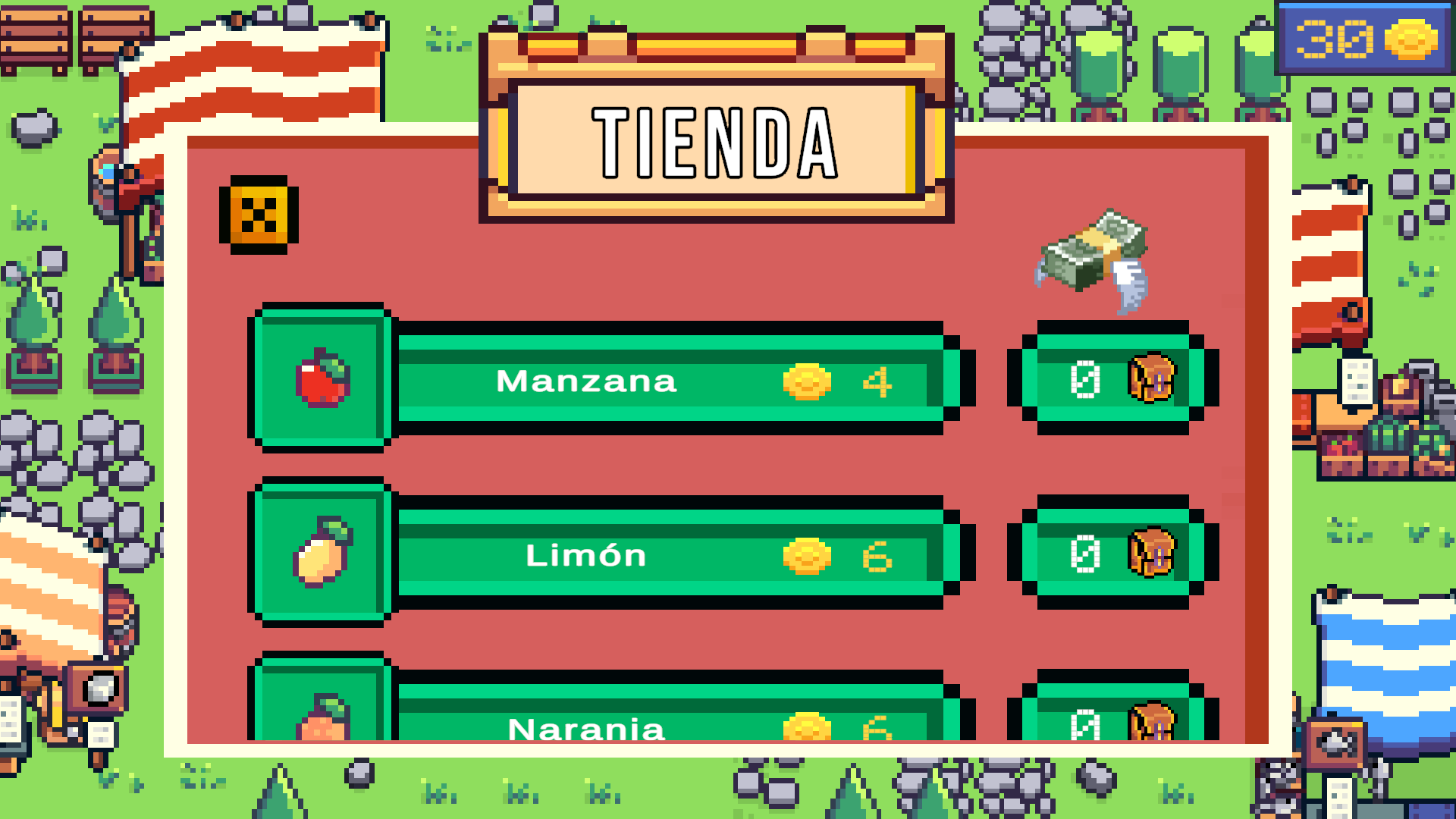 Imagen del menú de la tienda