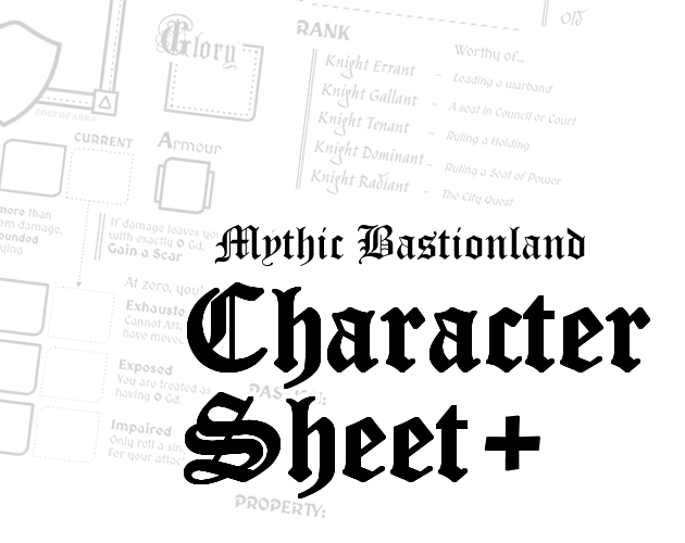 Mythic Bastionland Character Sheet+ by JodTheCod