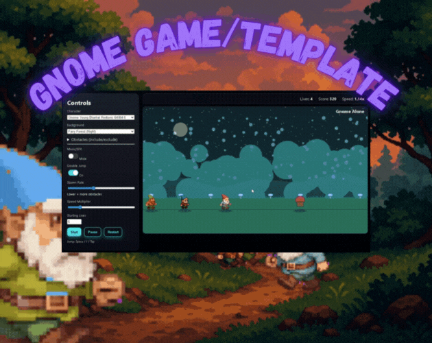 Gnome Slider Game Template With Sprite Assets
