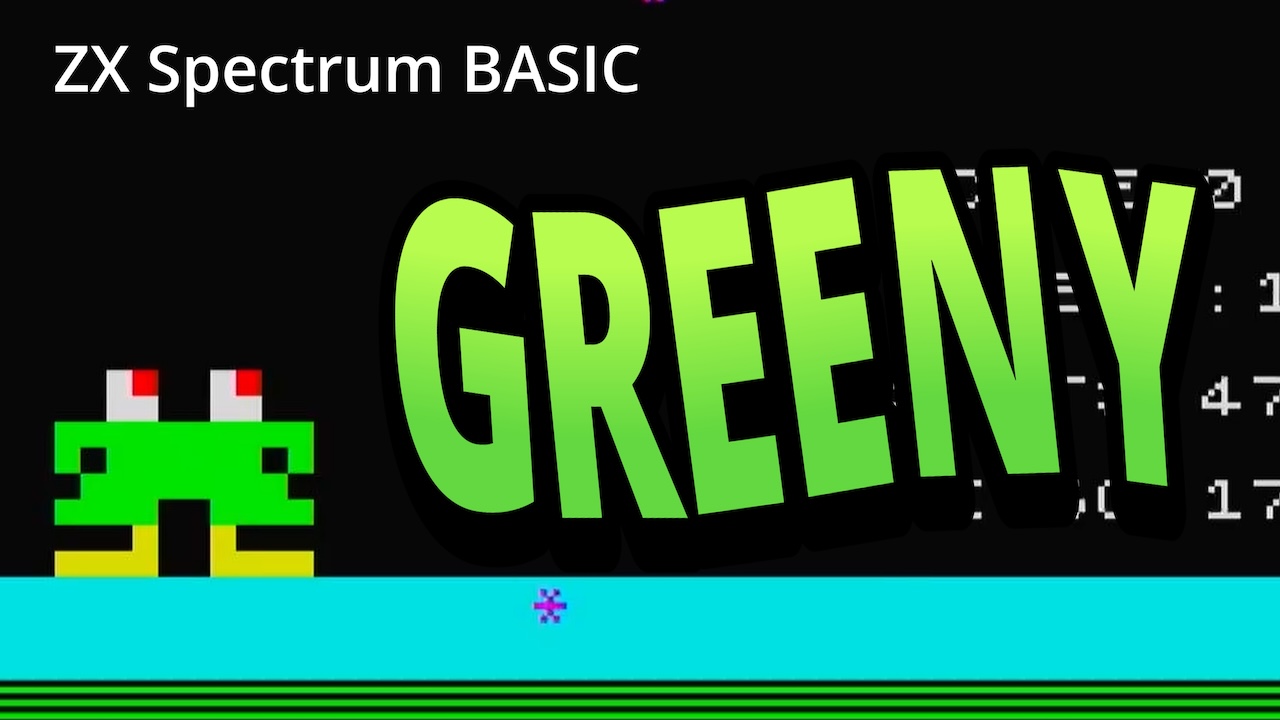 Imagen de cabecera del juego GREENY en estilo pixel art retro con un personaje verde