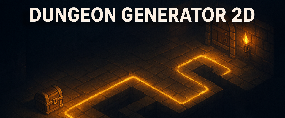 Dungeon Generator Pro 2D – Procedural Tilemap Level Builder with Rooms + Objects – FOR UNITY